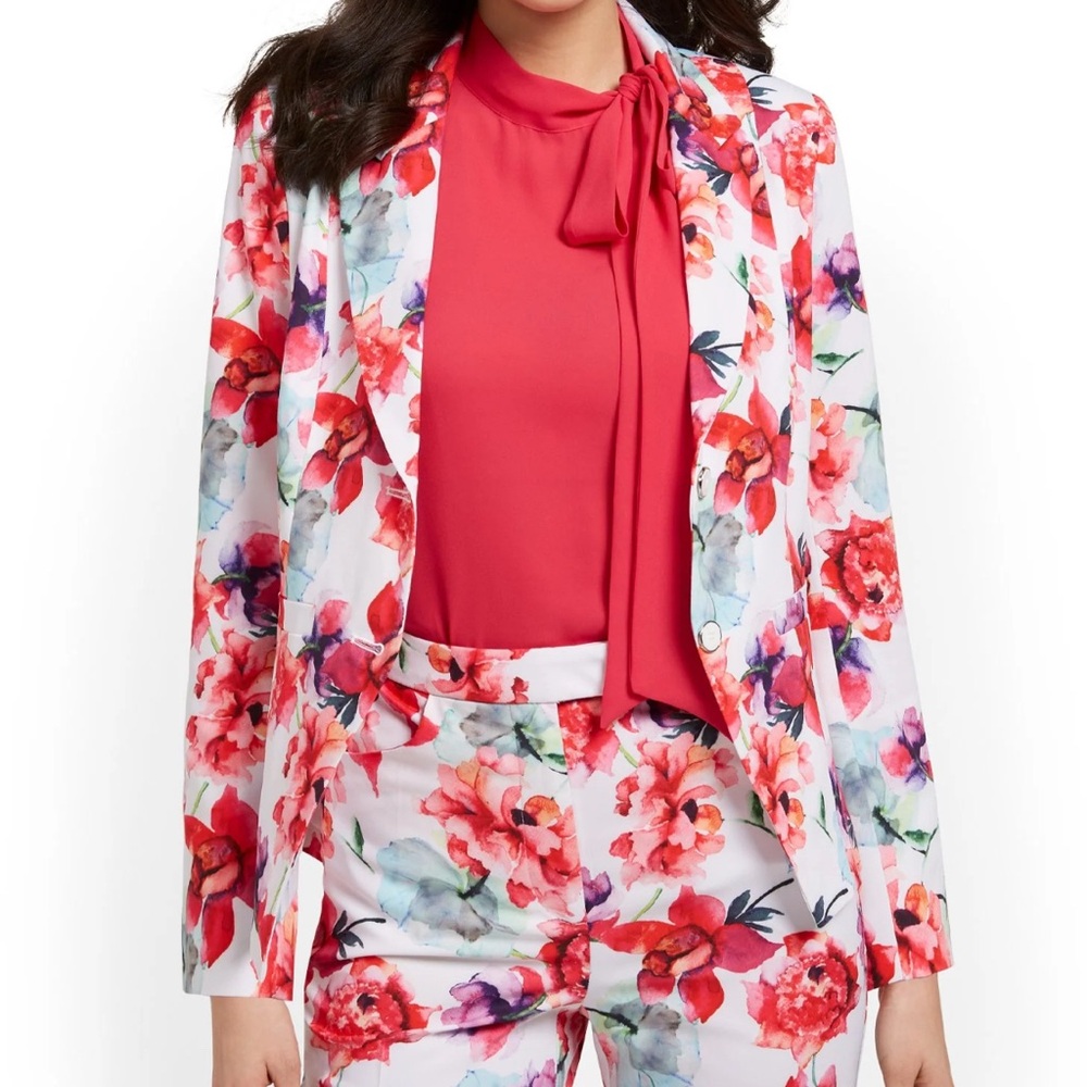 Floral-Print Double-Button Jacket